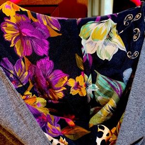 Zipper front hoodie jacket, grey with lace ruffle on the bottom. Floral hood